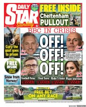 Daily Star Sunday front page for 12 March 2023