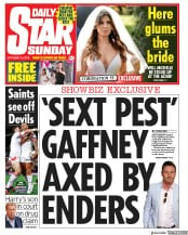 Daily Star Sunday (UK) Newspaper Front Page for 13 October 2019