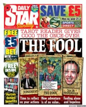 Daily Star Sunday (UK) Newspaper Front Page for 13 November 2022