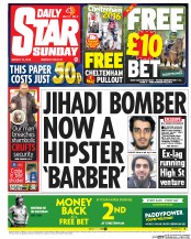 Daily Star Sunday (UK) Newspaper Front Page for 13 March 2016