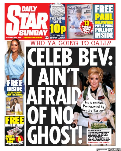 Daily Star Sunday Newspaper Front Page (UK) for 15 November 2020