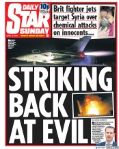 Daily Star Sunday (UK) Newspaper Front Page for 15 April 2018