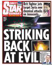 Daily Star Sunday (UK) Newspaper Front Page for 15 April 2018