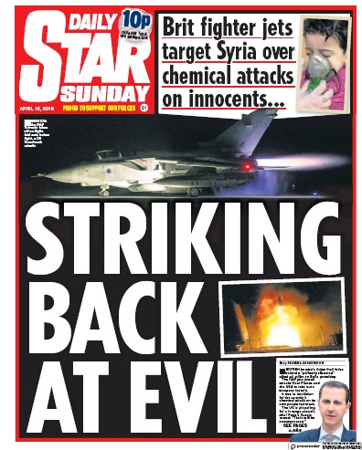 Daily Star Sunday Newspaper Front Page (UK) for 15 April 2018
