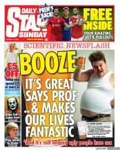Daily Star Sunday (UK) Newspaper Front Page for 15 August 2021