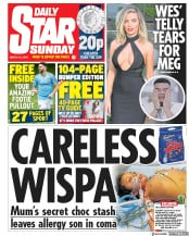 Daily Star Sunday (UK) Newspaper Front Page for 17 March 2019