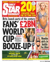 Daily Star Sunday (UK) Newspaper Front Page for 17 June 2018