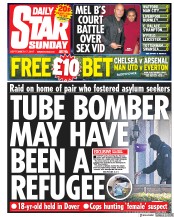 Daily Star Sunday (UK) Newspaper Front Page for 17 September 2017