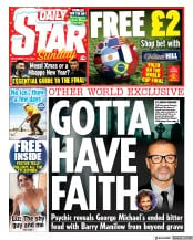 Daily Star Sunday (UK) Newspaper Front Page for 18 December 2022