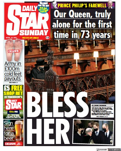 Daily Star Sunday Newspaper Front Page (UK) for 18 April 2021