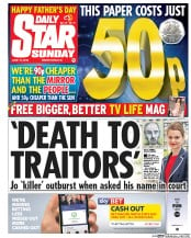 Daily Star Sunday (UK) Newspaper Front Page for 19 June 2016