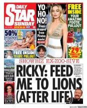 Daily Star Sunday (UK) Newspaper Front Page for 19 July 2020