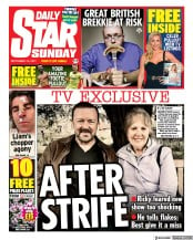 Daily Star Sunday (UK) Newspaper Front Page for 19 September 2021
