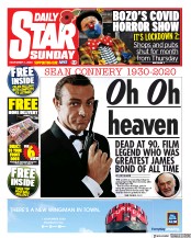 Daily Star Sunday (UK) Newspaper Front Page for 1 November 2020