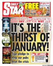 Daily Star Sunday (UK) Newspaper Front Page for 1 January 2023