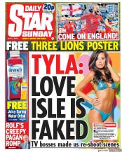 Daily Star Sunday (UK) Newspaper Front Page for 1 July 2018