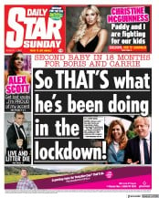 Daily Star Sunday (UK) Newspaper Front Page for 1 August 2021