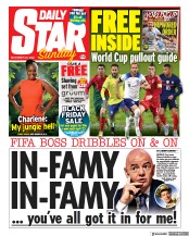 Daily Star Sunday front page for 20 November 2022