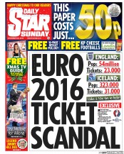 Daily Star Sunday (UK) Newspaper Front Page for 20 December 2015