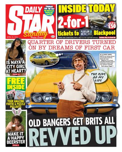Daily Star Sunday Newspaper Front Page (UK) for 20 April 2025