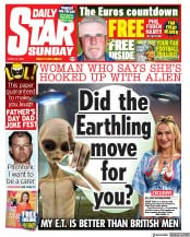 Daily Star Sunday (UK) Newspaper Front Page for 20 June 2021
