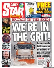 Daily Star Sunday (UK) Newspaper Front Page for 21 November 2021