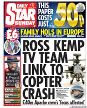 Daily Star Sunday (UK) Newspaper Front Page for 21 February 2016
