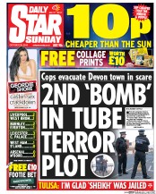 Daily Star Sunday (UK) Newspaper Front Page for 23 October 2016