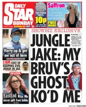 Daily Star Sunday (UK) Newspaper Front Page for 23 August 2020
