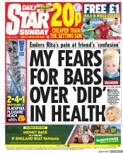 Daily Star Sunday (UK) Newspaper Front Page for 24 June 2018
