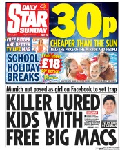 Daily Star Sunday (UK) Newspaper Front Page for 24 July 2016