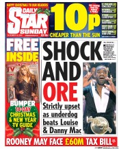 Daily Star Sunday (UK) Newspaper Front Page for 25 December 2016