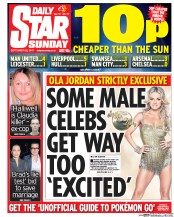 Daily Star Sunday (UK) Newspaper Front Page for 25 September 2016