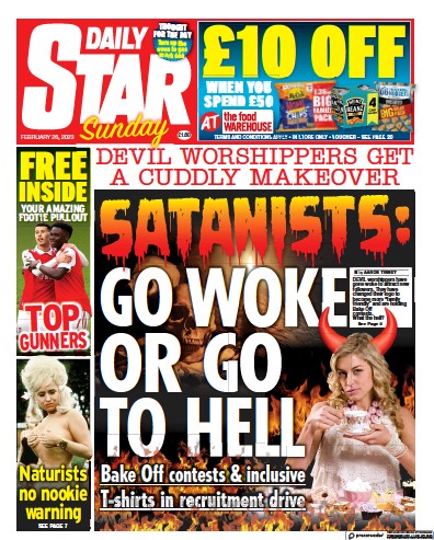 Daily Star Sunday Newspaper Front Page (UK) for 26 February 2023