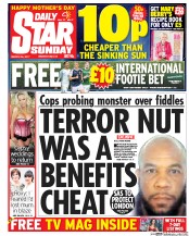 Daily Star Sunday (UK) Newspaper Front Page for 26 March 2017
