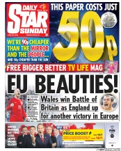 Daily Star Sunday (UK) Newspaper Front Page for 26 June 2016