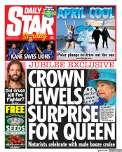 Daily Star Sunday (UK) Newspaper Front Page for 27 March 2022