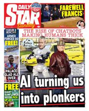 Daily Star Sunday front page for 27 April 2025