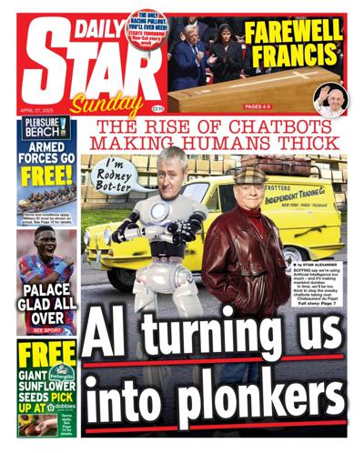 Daily Star Sunday Newspaper Front Page (UK) for 27 April 2025