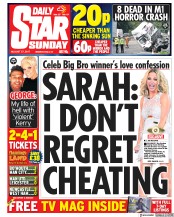 Daily Star Sunday (UK) Newspaper Front Page for 27 August 2017