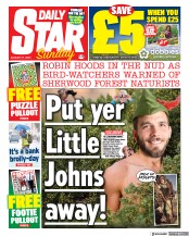 Daily Star Sunday (UK) Newspaper Front Page for 27 August 2023