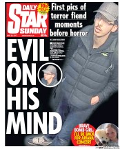 Daily Star Sunday (UK) Newspaper Front Page for 28 May 2017