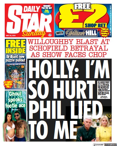 Daily Star Sunday Newspaper Front Page (UK) for 28 May 2023