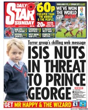 Daily Star Sunday (UK) Newspaper Front Page for 29 October 2017