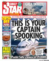 Daily Star Sunday front page for 29 October 2023