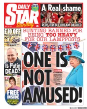 Daily Star Sunday (UK) Newspaper Front Page for 29 May 2022