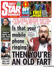 Daily Star Sunday (UK) Newspaper Front Page for 29 August 2021