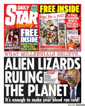 Daily Star Sunday (UK) Newspaper Front Page for 2 January 2022