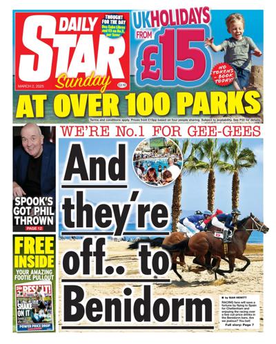 Daily Star Sunday Newspaper Front Page (UK) for 2 March 2025