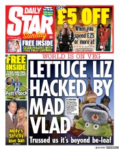 Daily Star Sunday front page for 30 October 2022